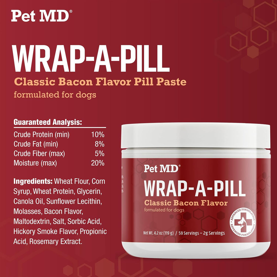 Pet MD Wrap-a-Pill Classic Bacon Pill Paste for Dogs - 4.2oz