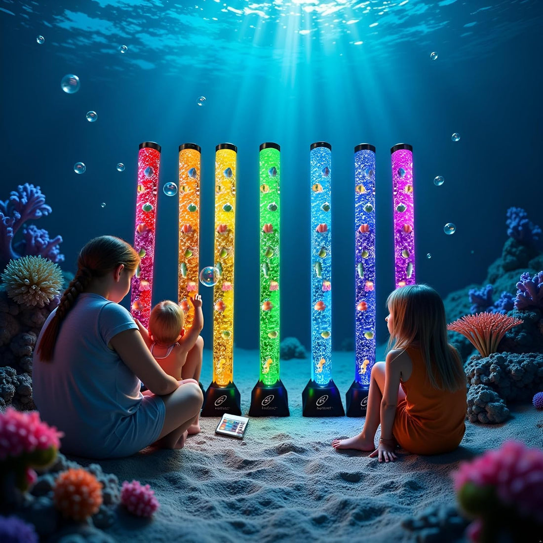 Lightahead Extra Large 4FT LED Sensory Bubble Fake Fish Tube Aquarium