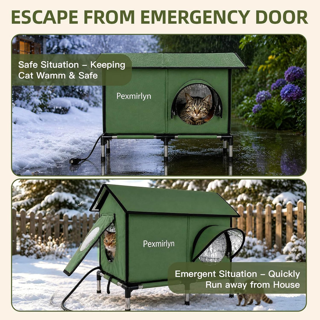 Large Heated Outdoor Cat House for Outside Winter