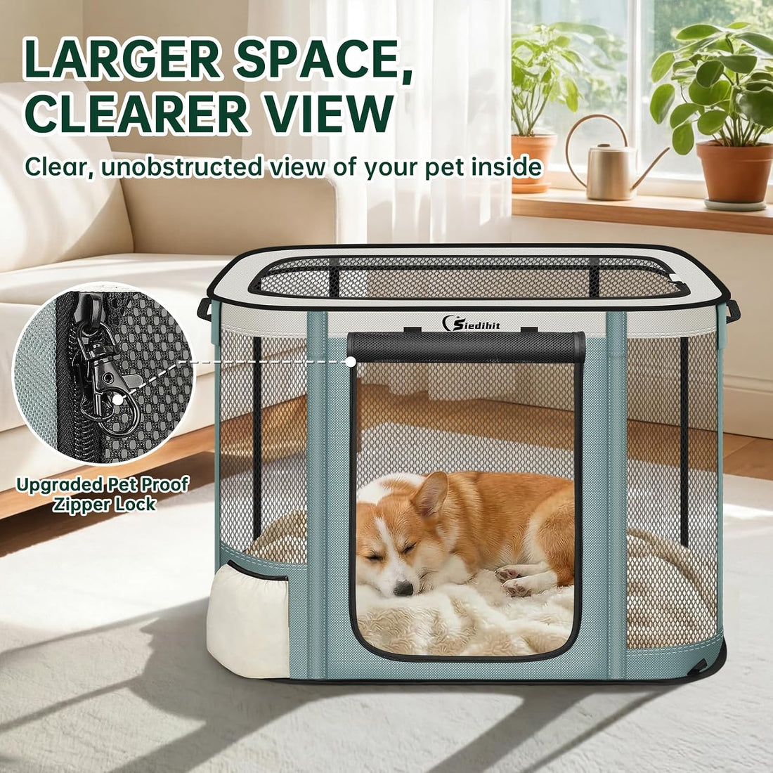 Siedihit Grey 36" Dog Playpen,Cat Puppy Crate Indoor Outdoor