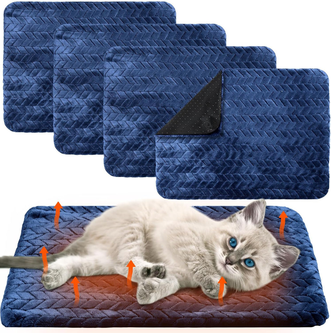 Drydiet 4 Pack Self Warming Cat Bed Mat Self Heating Pad for Dog