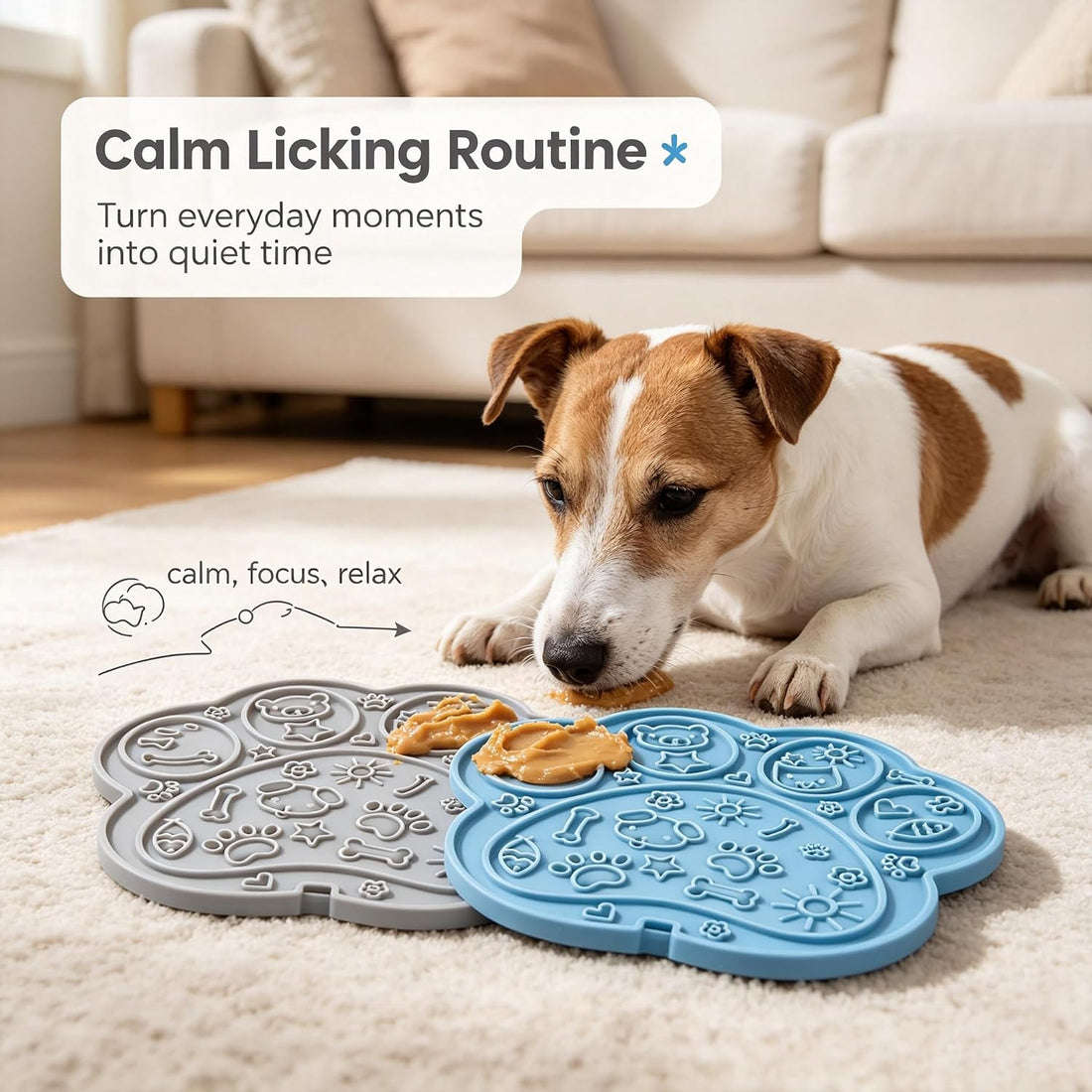 Paw Shaped Lick Mat for Dogs and Cats with Suction Cups 2-Pack