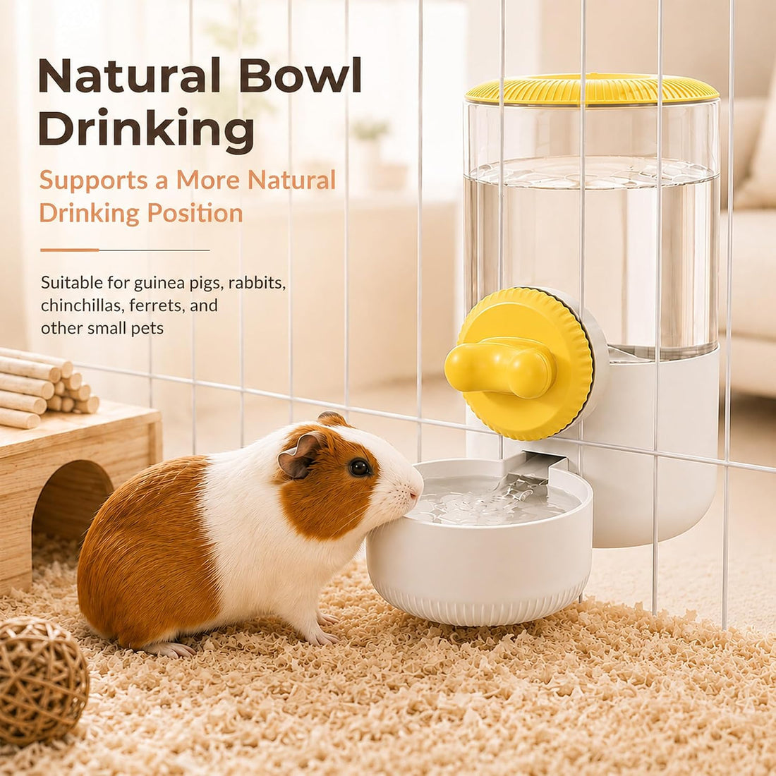 34 oz Cage-Hanging Gravity Water Bowl & Pet Water Dispenser