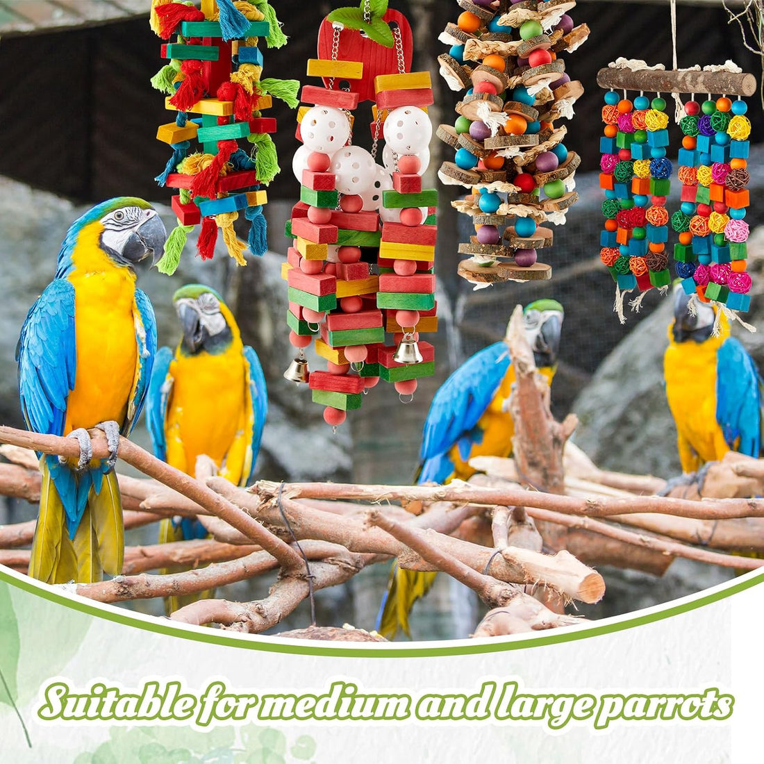 Seenelling 4 Pcs Extra Large Bird Parrot Toy Multicolored Natural