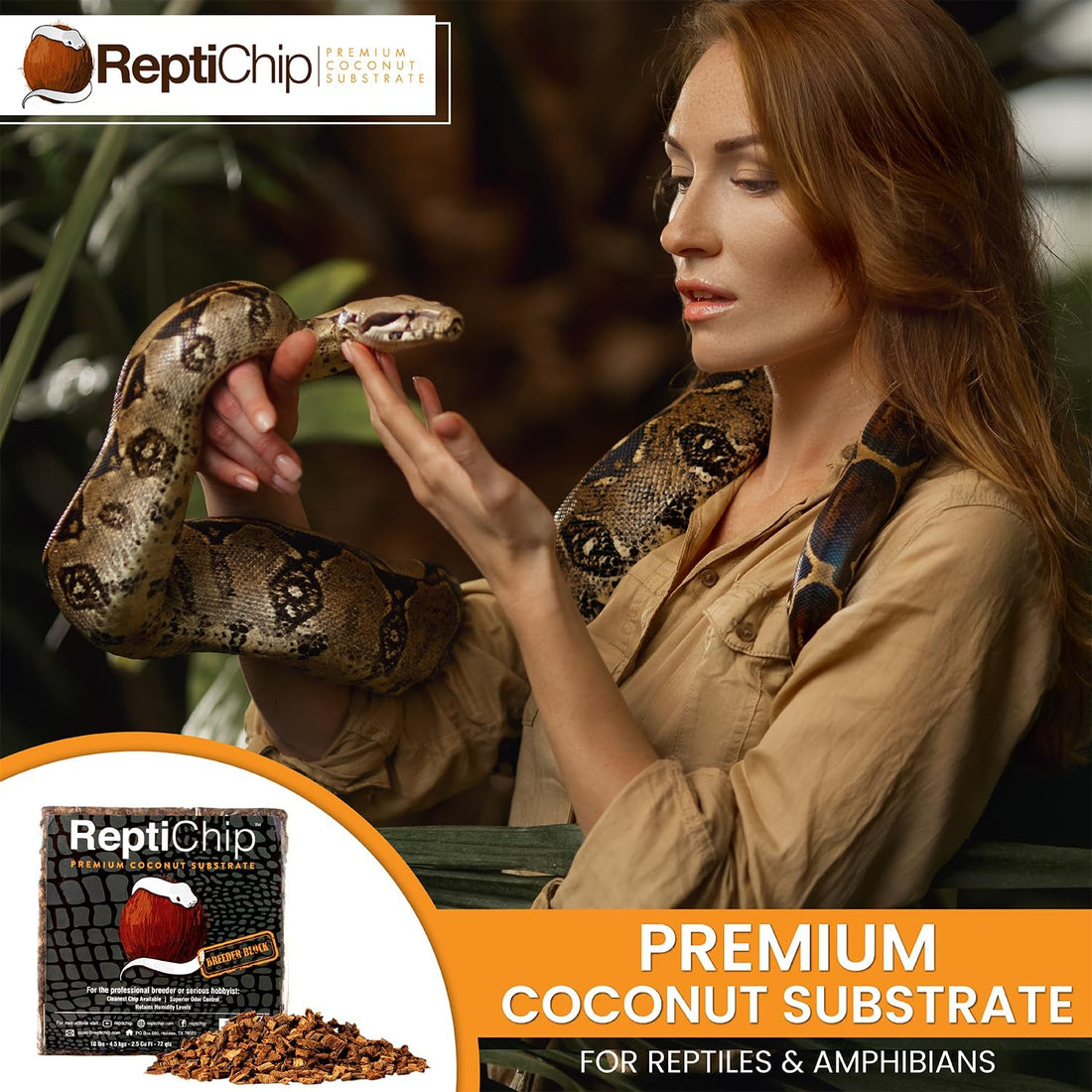 ReptiChip Reptile Substrate Coconut Chip Bedding 72 Quart Compressed