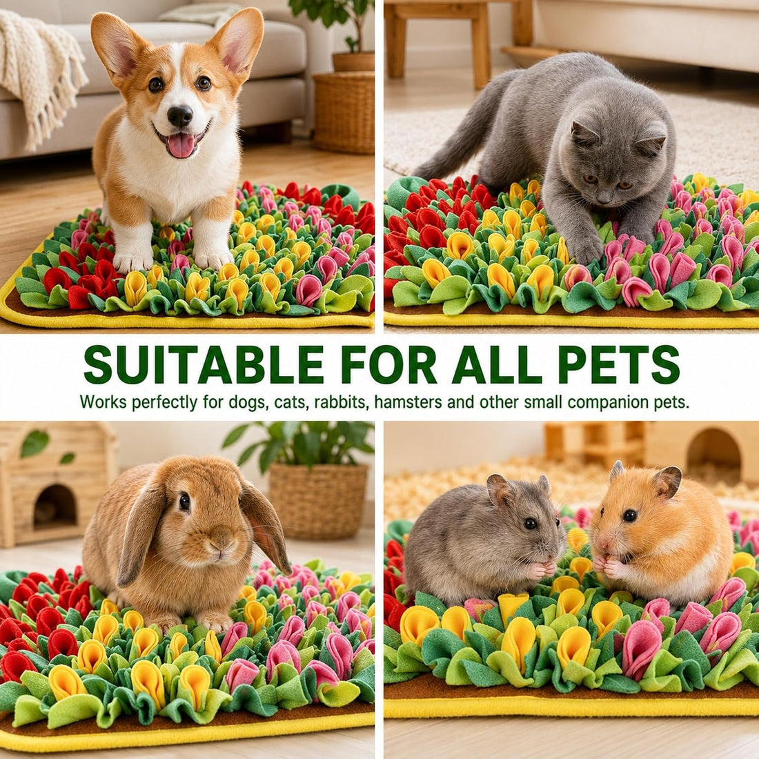 Snuffle Mat for Dogs Cats Puppies Rabbits, Tulip Floral 60x40cm