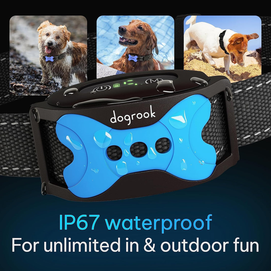Dogrook Humane No Shock Rechargable Beep & Vibration Bark Collar