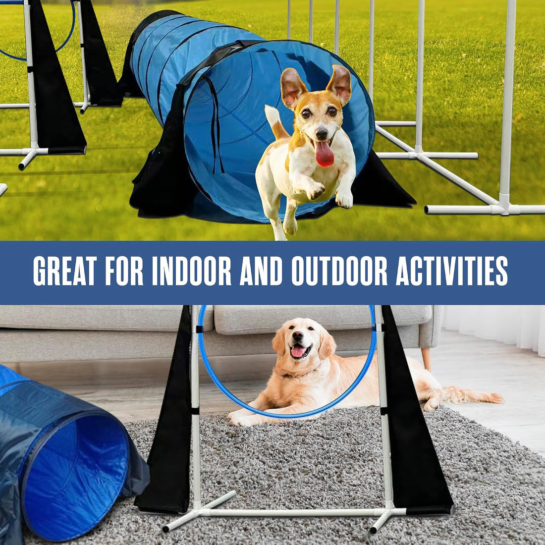 Dog Agility Course Backyard Set, Dog Agility Equipment, Weave Poles