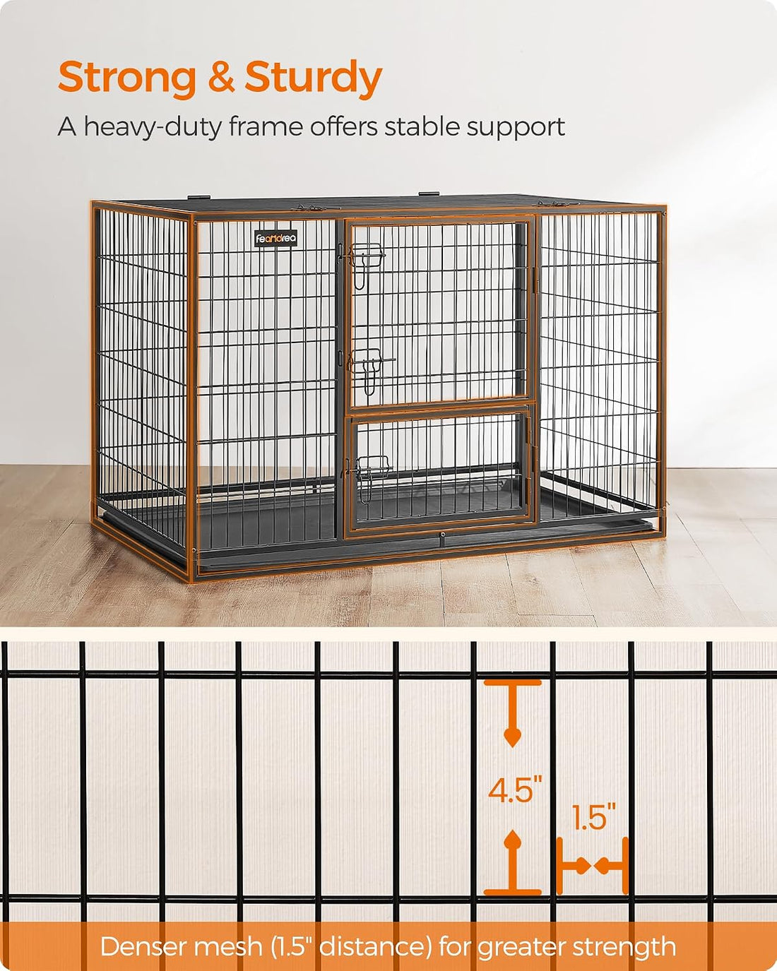Feandrea 48 Inch Heavy Duty Dog Crate