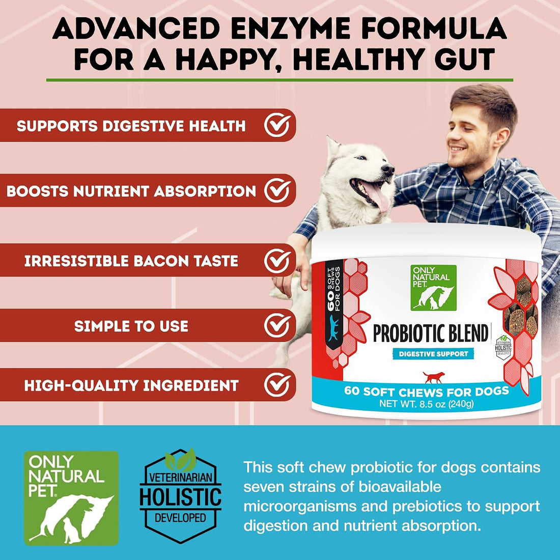Only Natural Pet Probiotic Dog and Cat Supplement, Soft Chews