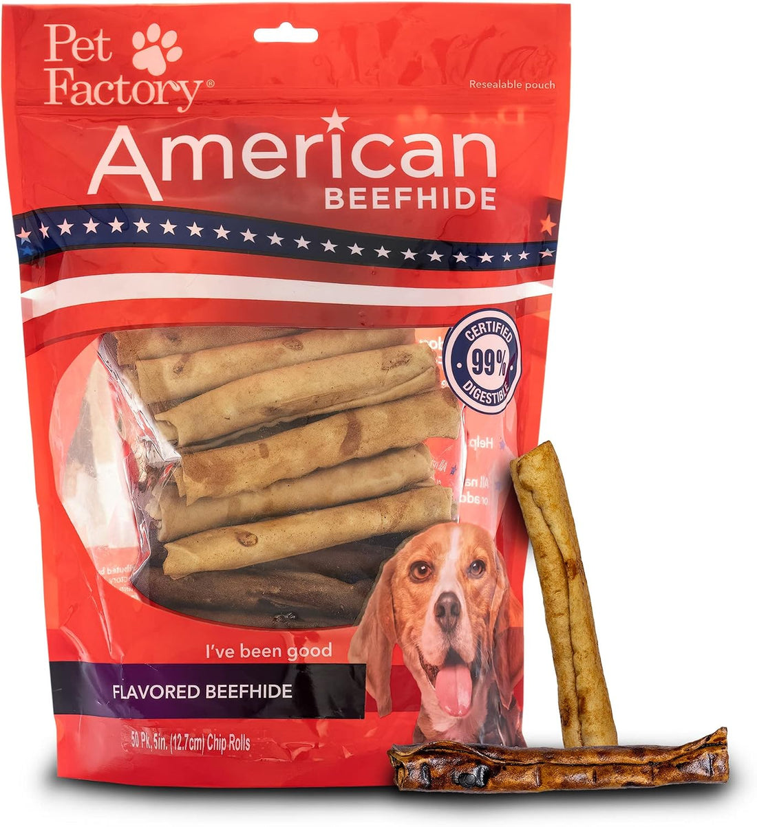 Pet Factory American Beefhide 5" Chip Rolls Dog Chew Treats