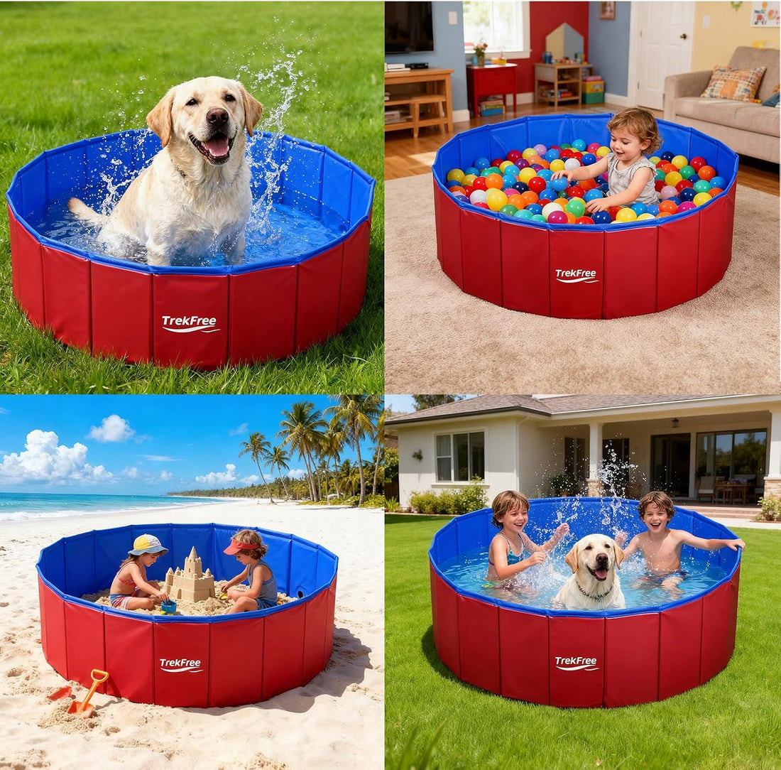 Foldable Dog Pool, Collapsible Plastic Dog Swimming Pool, 32x12in