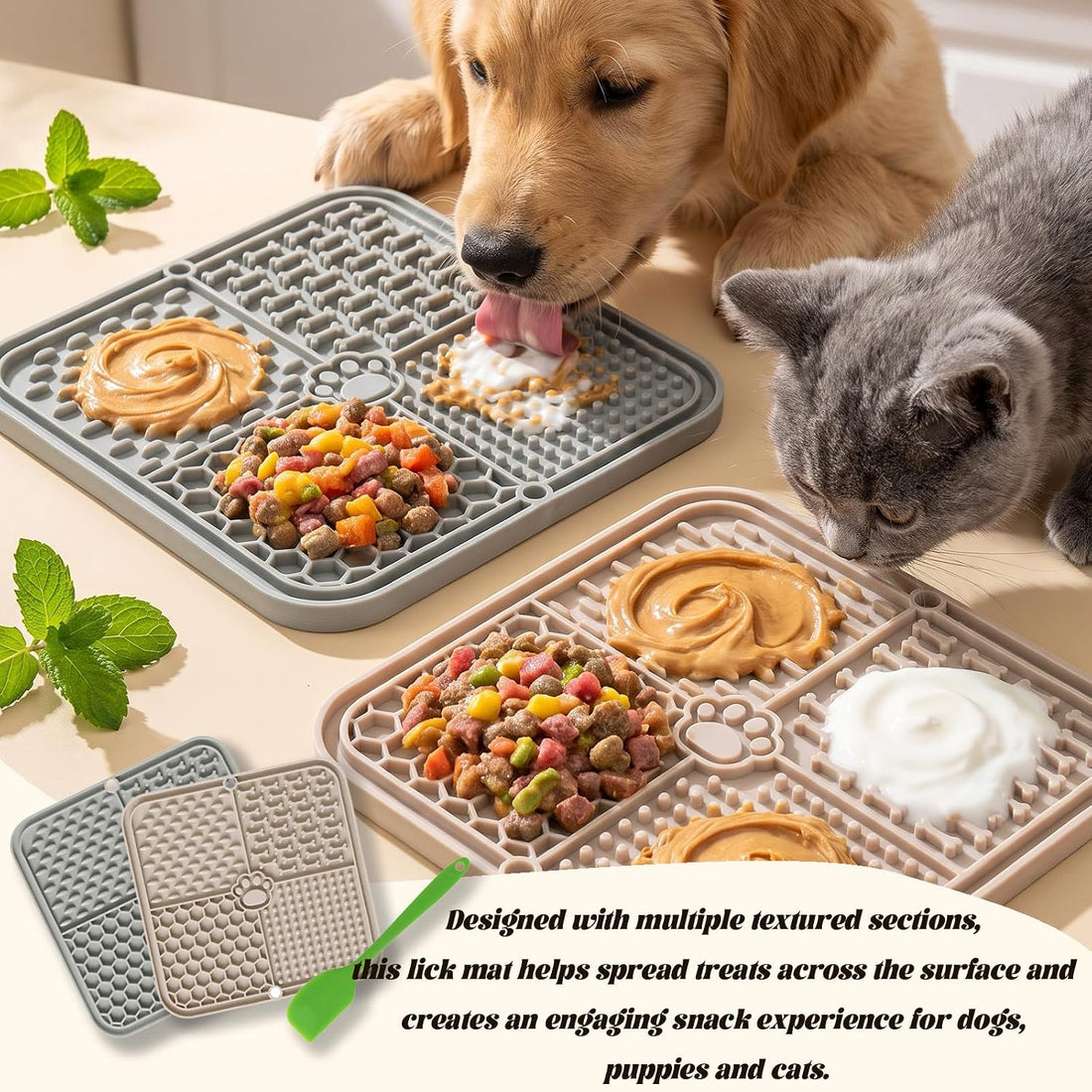 Lick Mat for Dogs and Cats, 2 Pack Silicone Lick Pad with Suction Cups