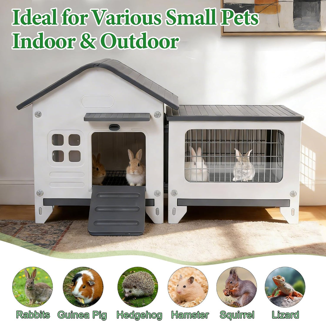 Rabbit Hutch Outdoor Indoor Plastic Bunny Cage Enclosure Guinea Pig