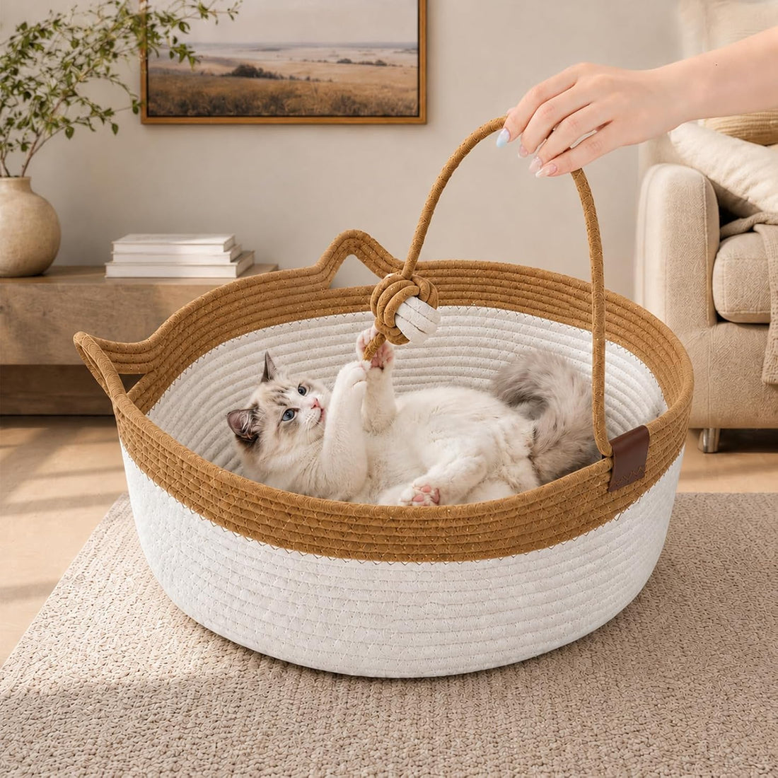 Stimuli Handwoven Cat Basket,Instinct Basket for Cats Basket Bed,Cat