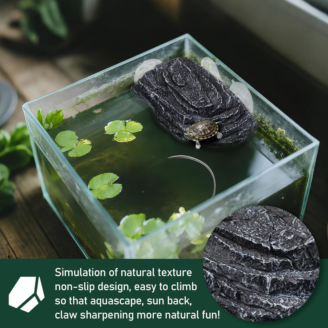 Basking Platform for Aquatic Turtles, Rock Suction Cup for Aquarium