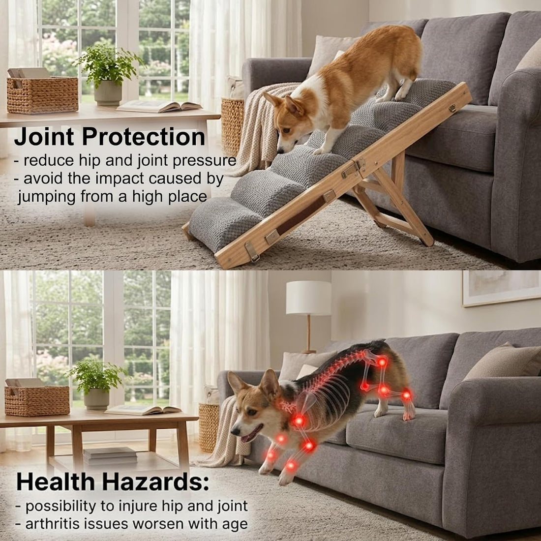 Wood Wavy Folding Small Dog Ramp