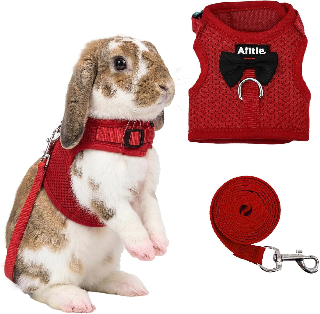 AIITLE Breathable Bunny Harness and Leash Set with Cute Bow, Black S