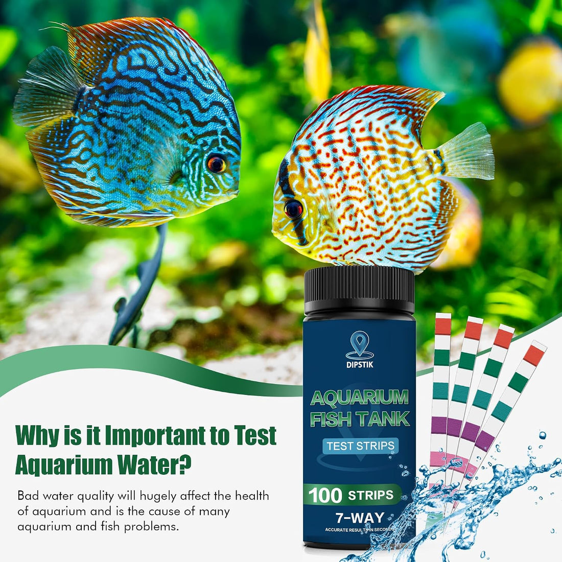 Aquarium Test Strips,7-Way Freshwater Saltwater Fish Tank Pond Test