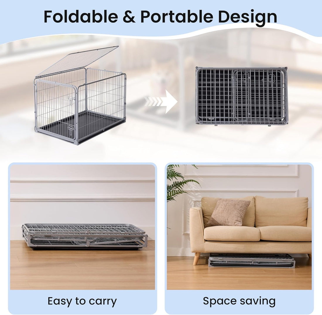 ZOMISIA Collapsible Dog Crate for Medium Dogs