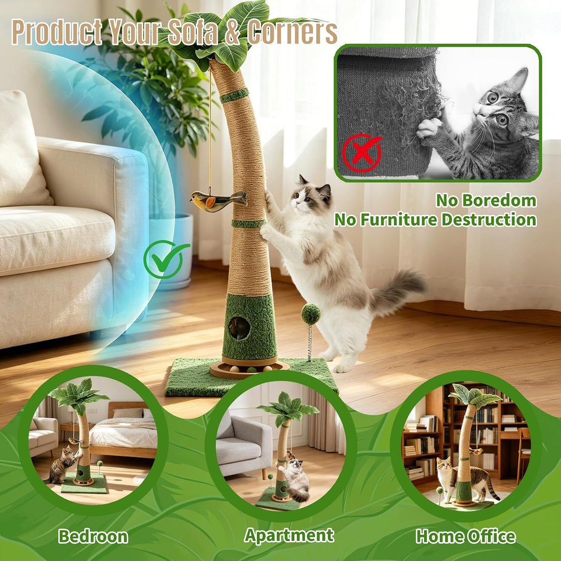 Cat Scratching Post, 40" Tall Scratcher Tree with Multiple