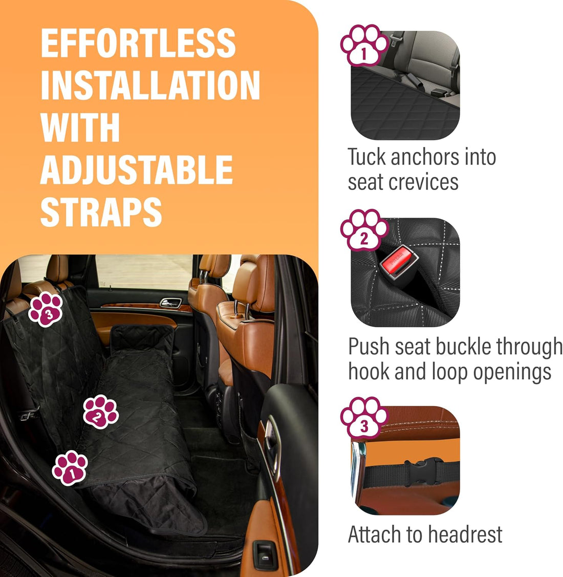 Active Pets Black Car Rear Seat Cover for Dogs