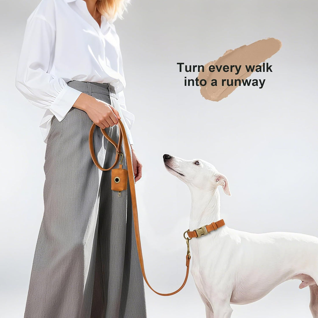 Didog Stylish PU Leather Dog Leash for Medium Dogs