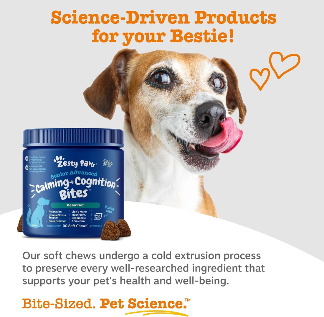 Zesty Paws Senior Advanced Calming & Cognition Soft Chews for Dogs