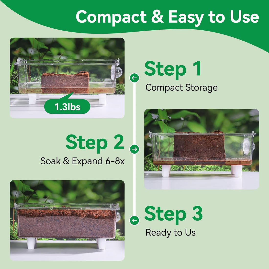 Natural Coconut Fiber Substrate 5 Pack Coco Soil Brick Reptile