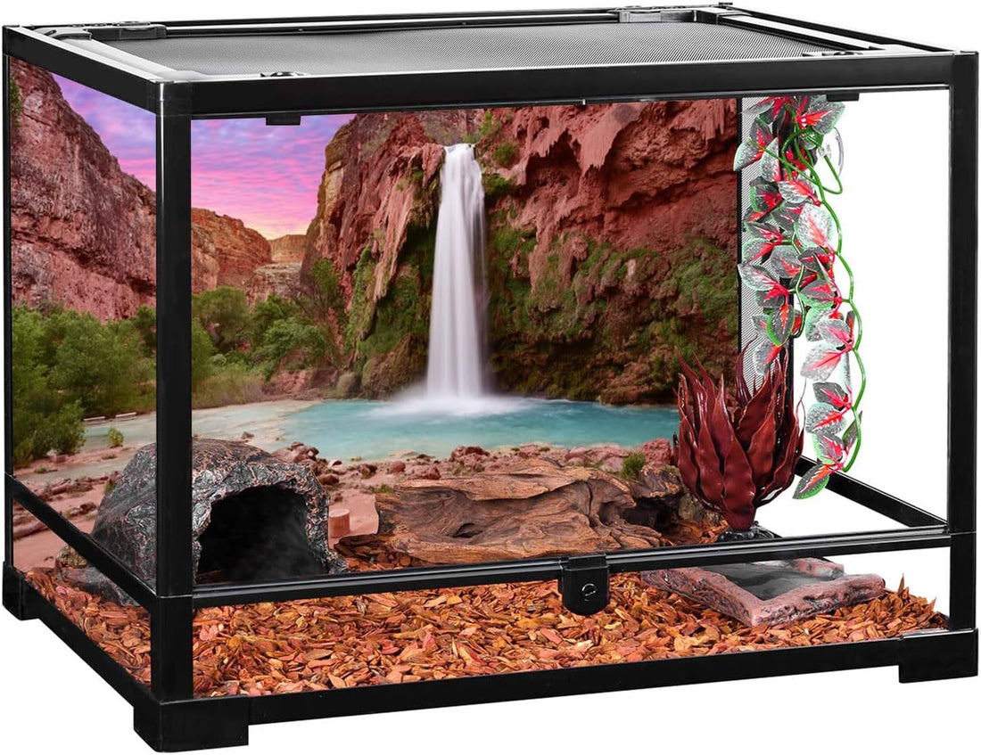 48x24 in Reptile Habitat Background Mountain Waterfall Terrarium