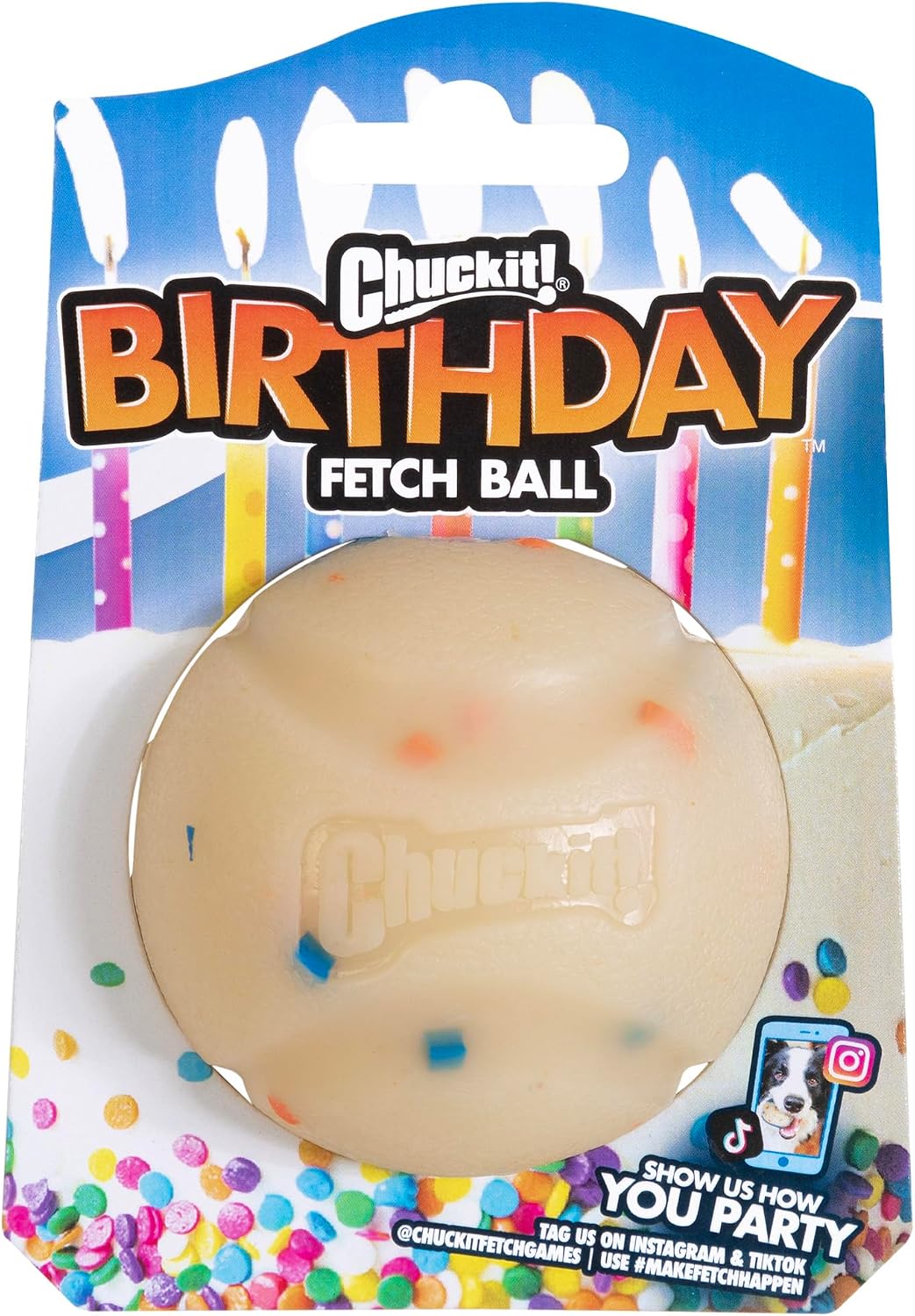 Chuckit! Birthday Fetch Ball, Medium 2.5in, for Dogs 20-60lbs