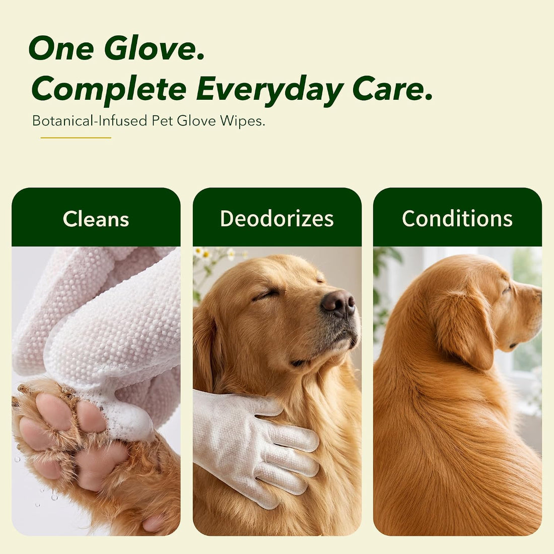 Hypoallergenic Dog & Cat Bathing Glove Wipes, 10 ct