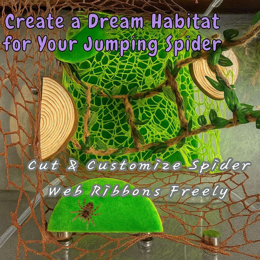 Jumping Spider Enclosure Accessories - 2 Wood Ledges & 4 Climbing Webs