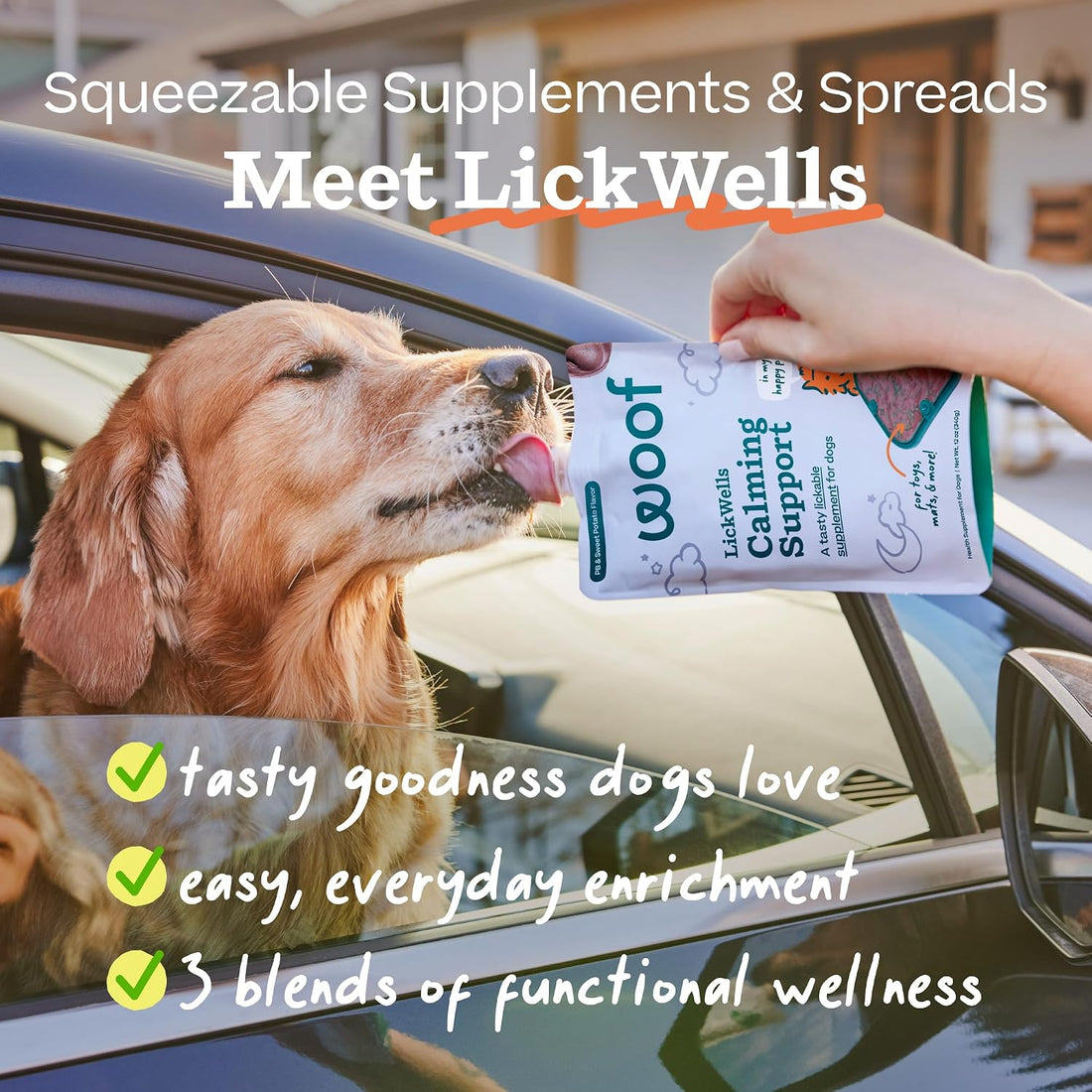 WOOF LickWells Calming Support Dog Lick Mat Spread, 12 oz