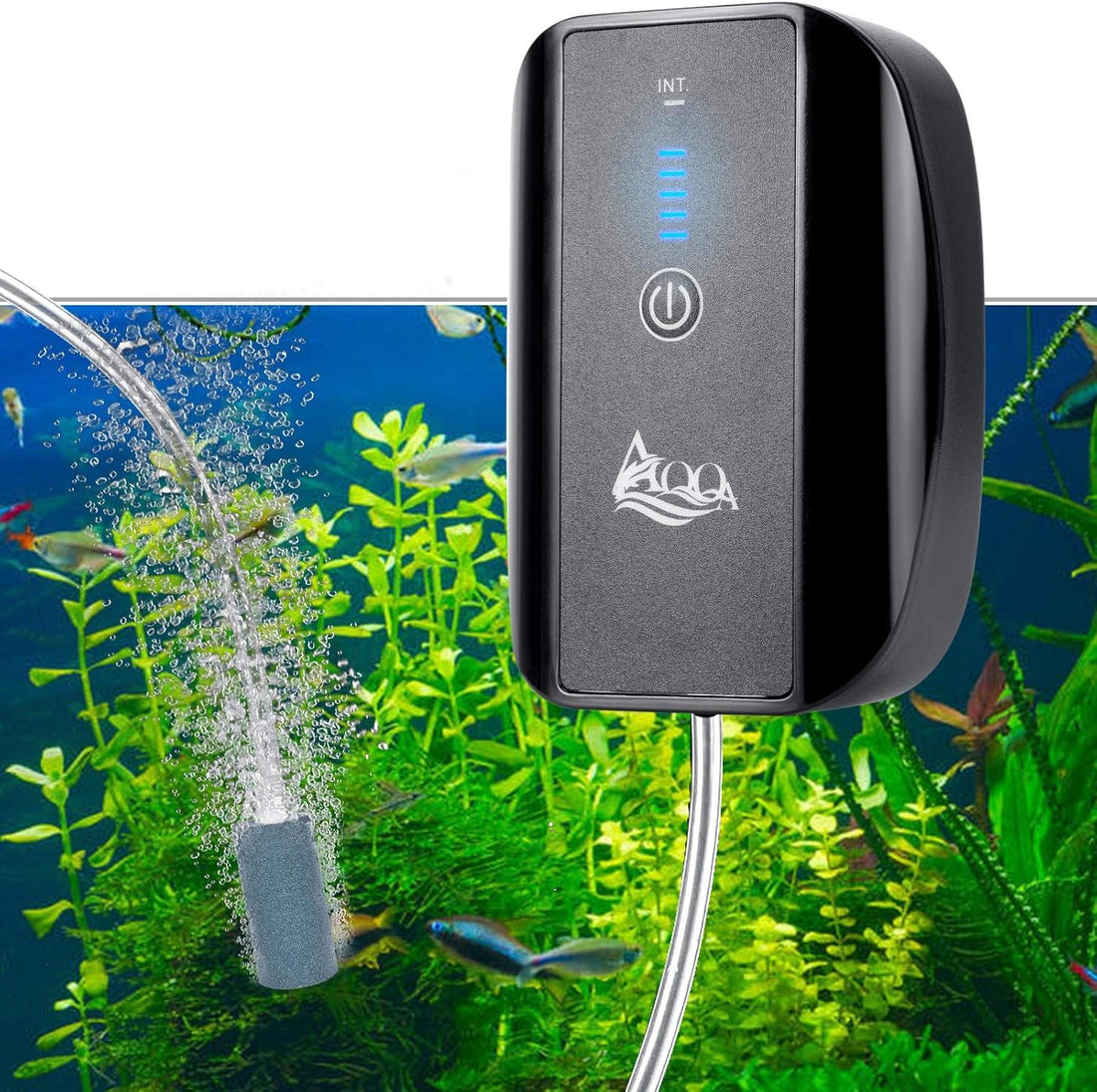 AQQA Aquarium Air Pump Battery Powered USB Rechargeable Aerator