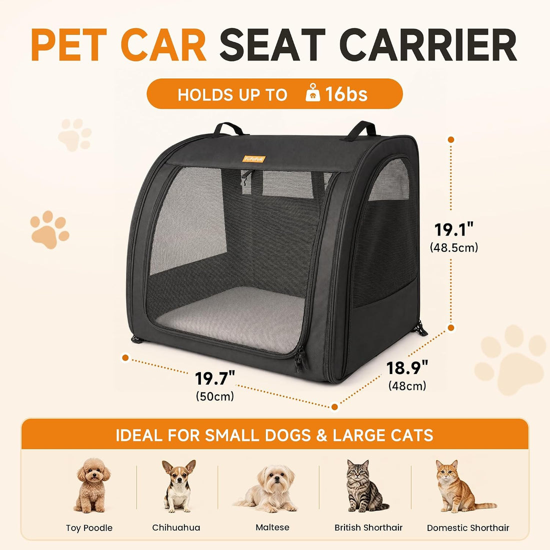Dog Car Crate for Medium Dogs, Soft-Sided Collapsible