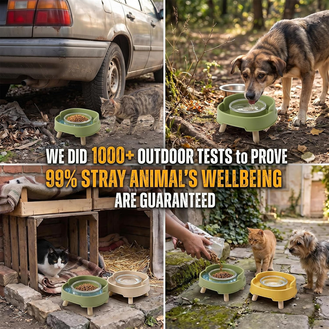 SXKBM 2 Pack Ant Not Cross Elevated Cat Bowls Mess Proof-4 Food Grade