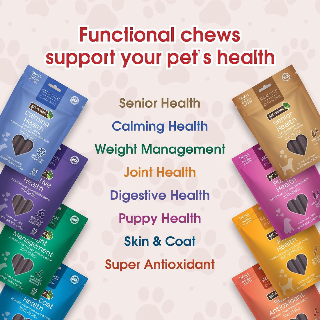 Get Naked Grain Free 1 Pouch 6.2 Oz Joint Health Dental Chew Sticks