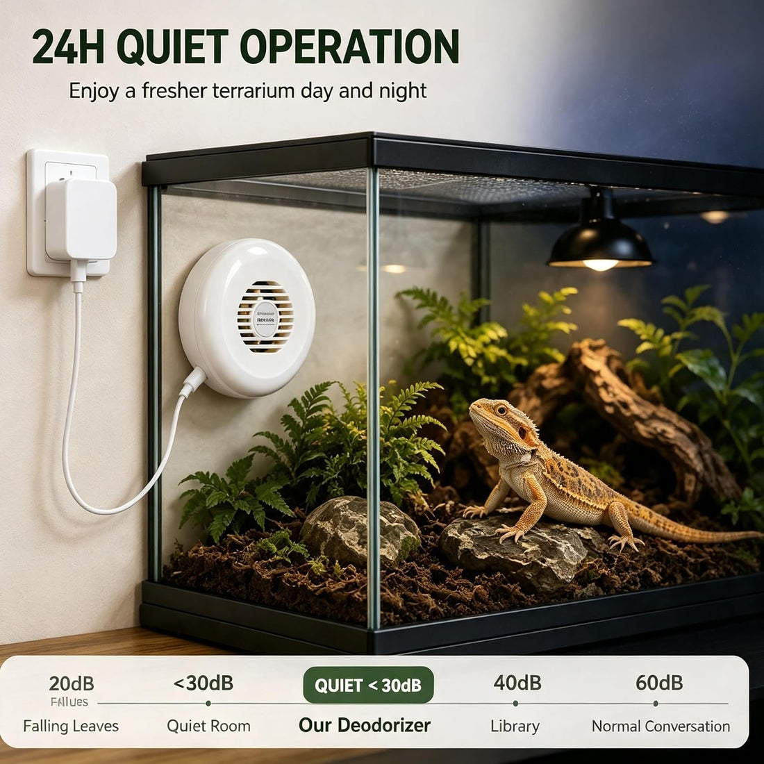 Reptile Odor Eliminator, Photocatalytic Terrarium Deodorizer