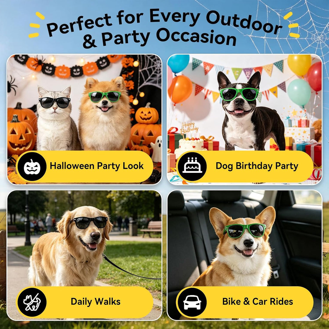 LESYPET Dog Sunglasses with Adjustable Strap Medium-Large Dog Glasses