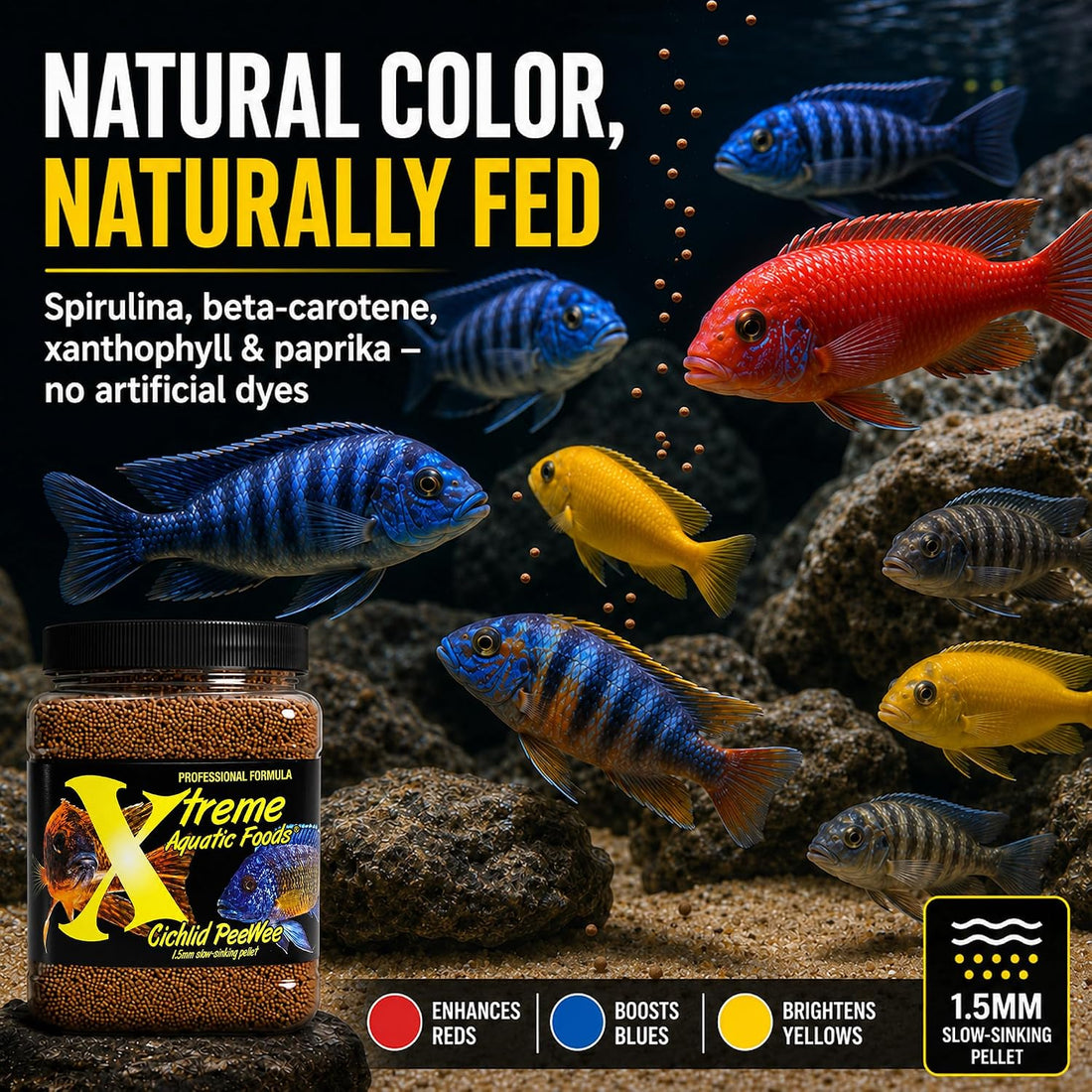 Xtreme Cichlid Peewee 1.5 mm Pellets - Proven Nutrition for Cichlids