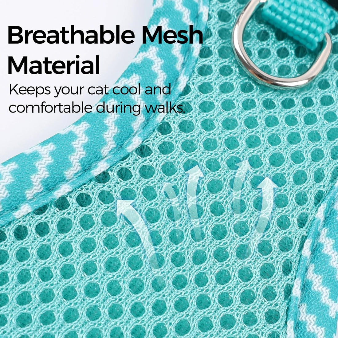 Cat Harness and Leash Set, Soft Mesh Cat Vest, Turquoise, XL
