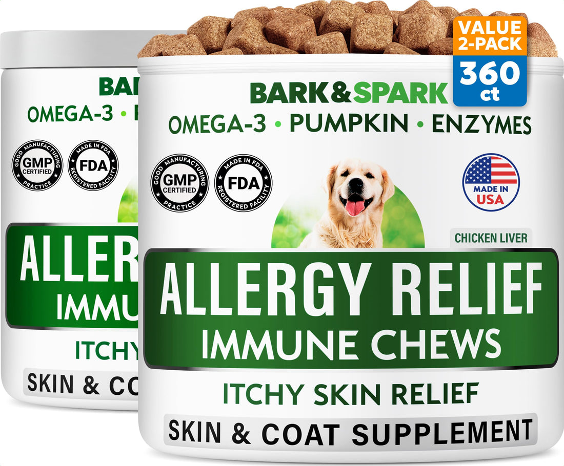 BARK&SPARK Dog Allergy Relief Soft Chews for Skin Health & Seasonal
