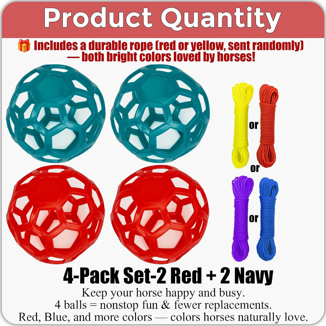 mayoken® 4 Pack Harden Horse Treat Ball Hay Feeder Toy