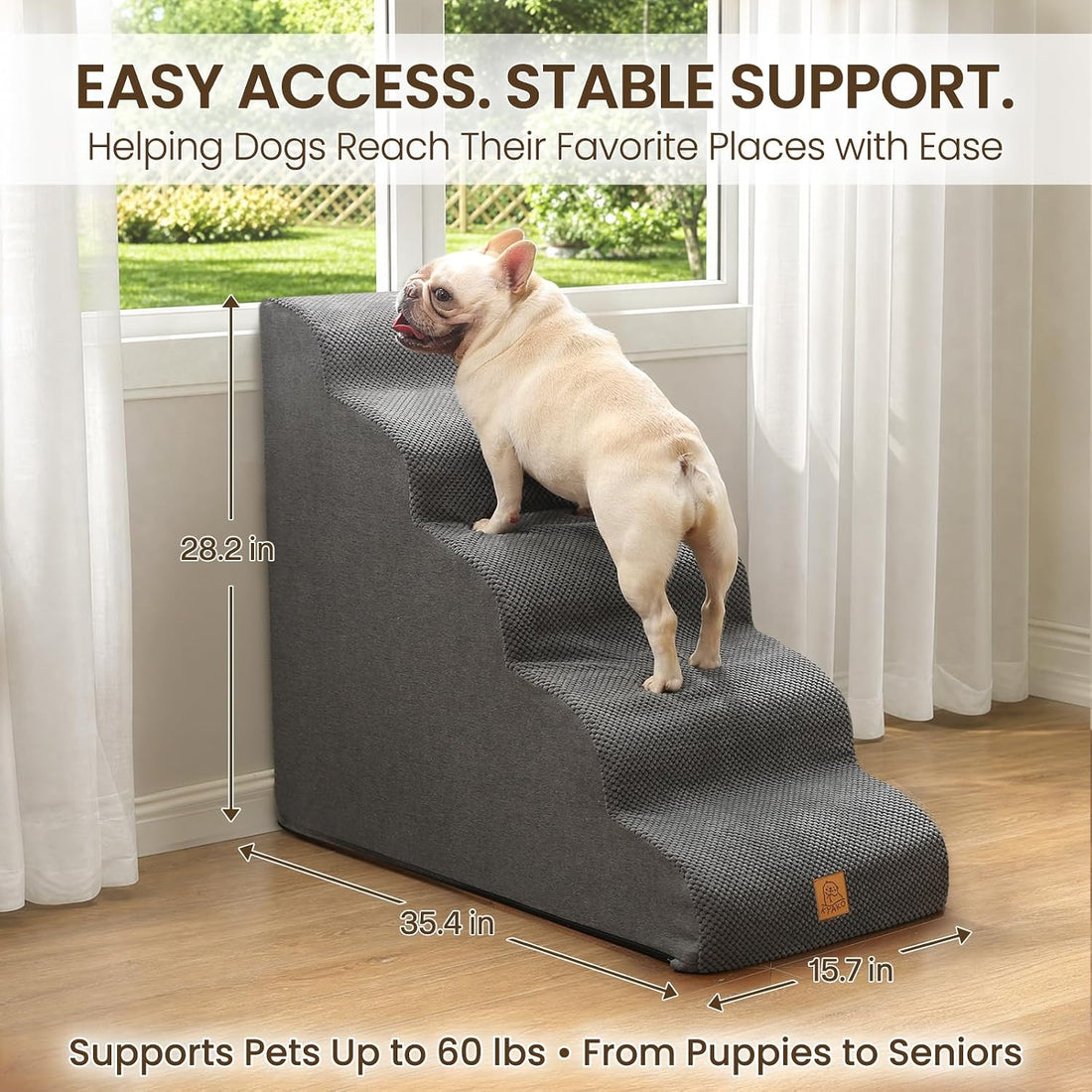 Pet Stairs for High Beds, 28.2" H 5-Step Dog Steps for Small & Medium
