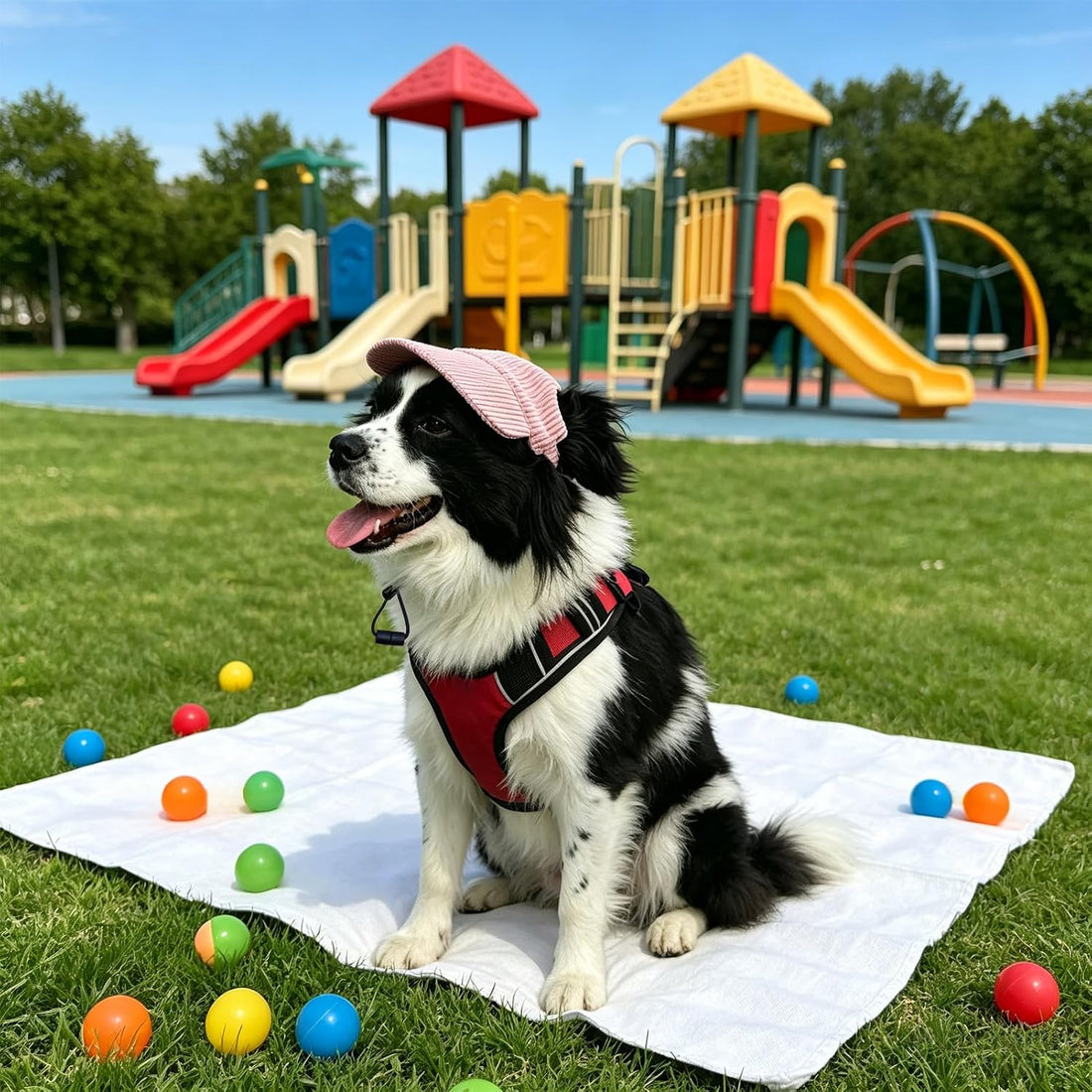 Dog Sun Hat with Ear Openings, Dog Baseball Cap with Anti-Slip Strap