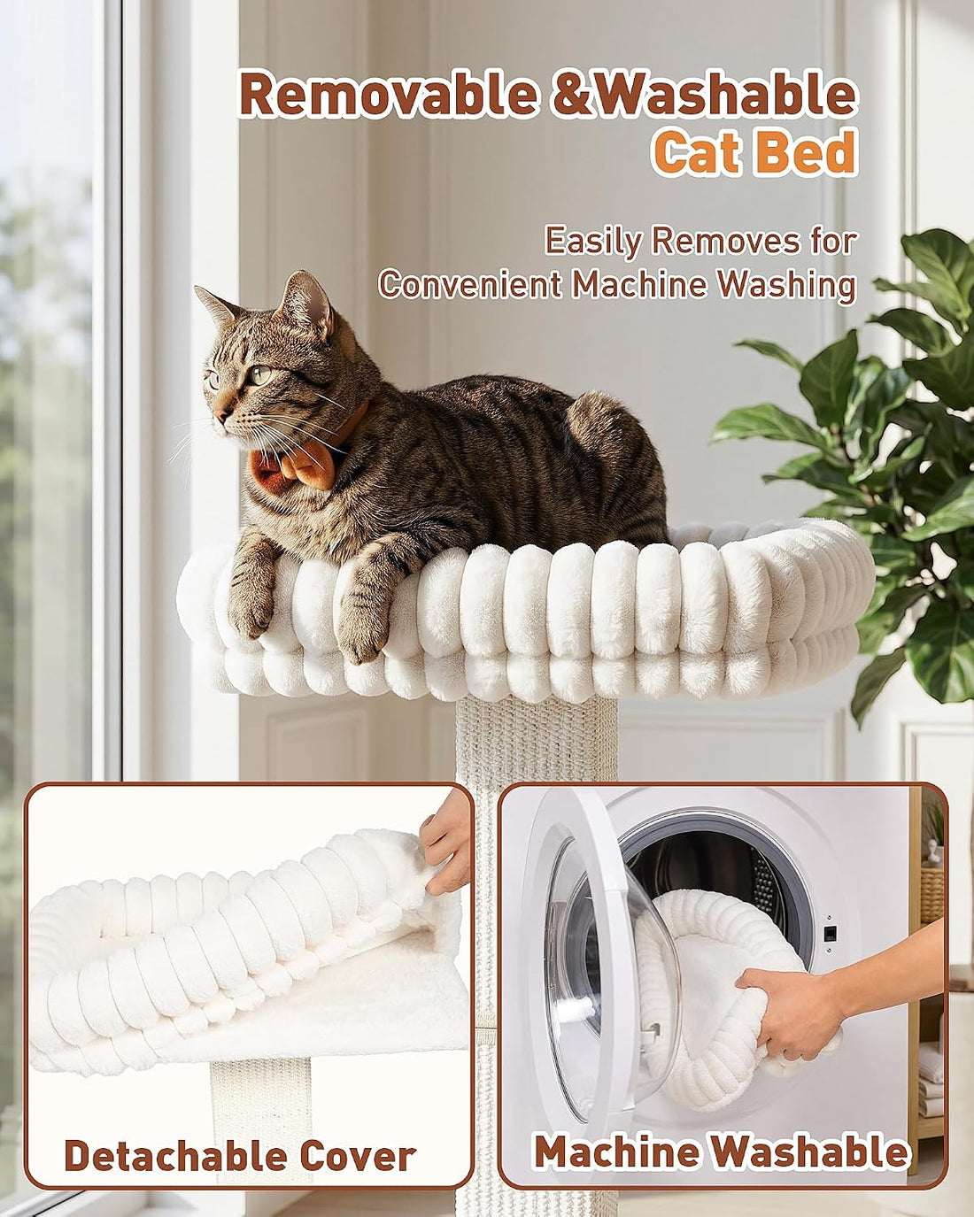Modern Cat Scratching Post with Top Plush Bed for Indoor Cats