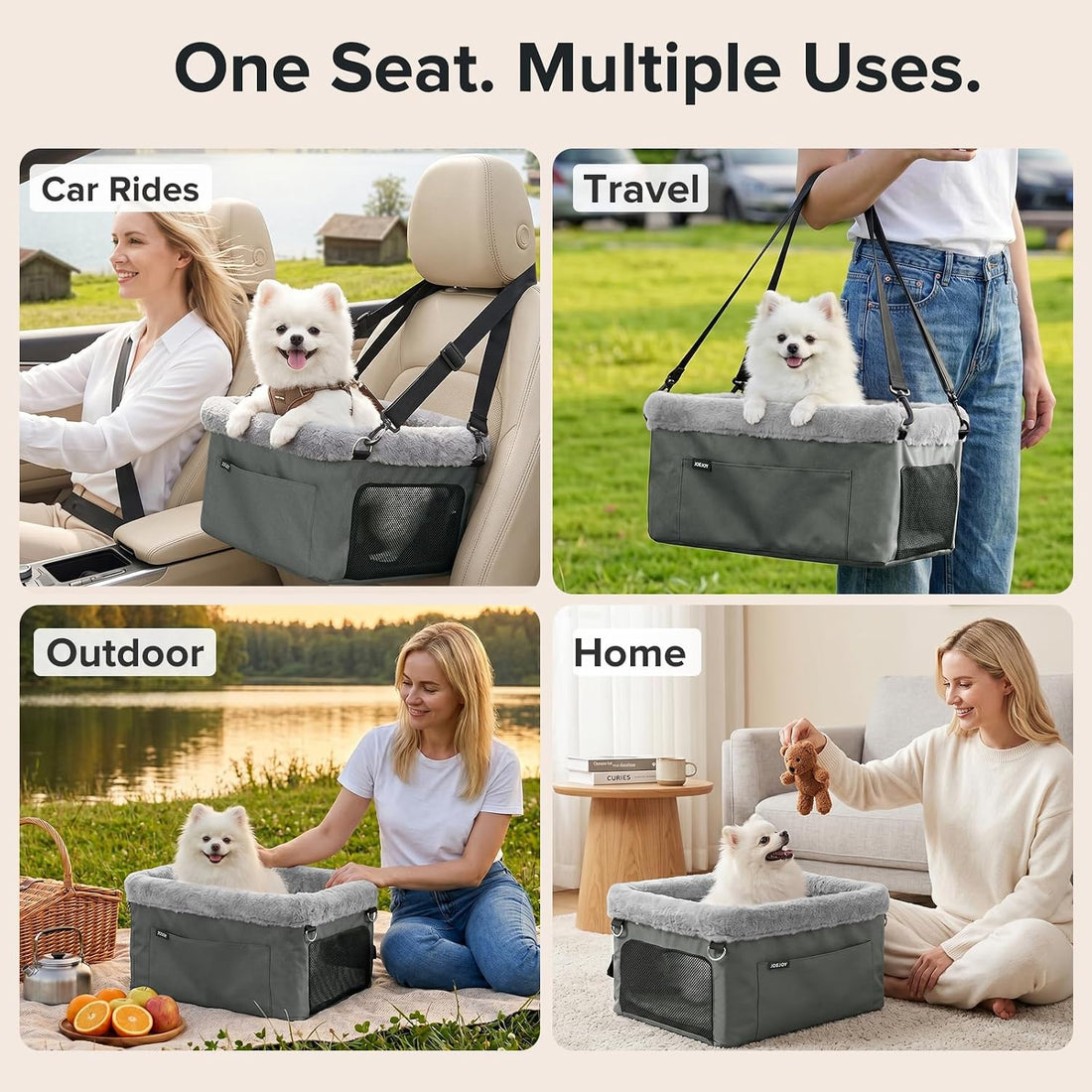 JOEJOY Deluxe Dog Booster Seat with Sturdy Metal Frame and Safety