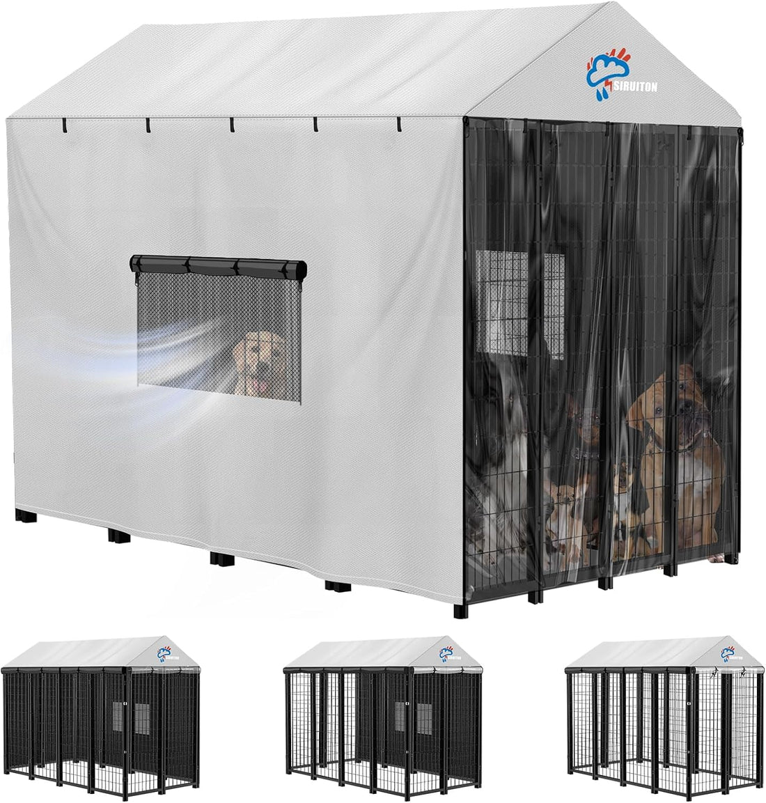 SIRUITON Outdoor Dog Kennel Cover,600D Full Coverage Waterproof