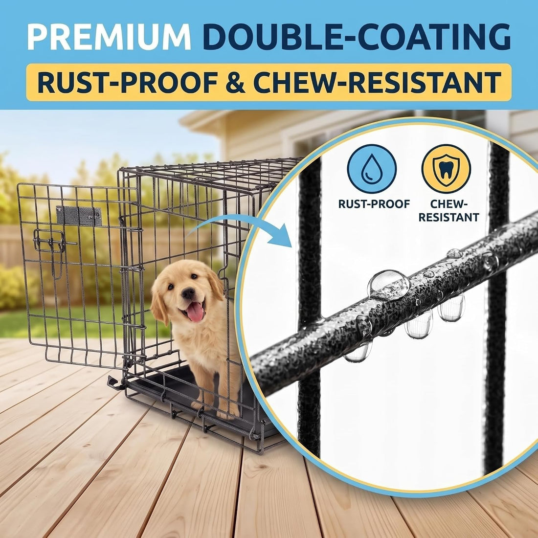 24inch, 2-Door Foldable Metal Wire Dog Crate